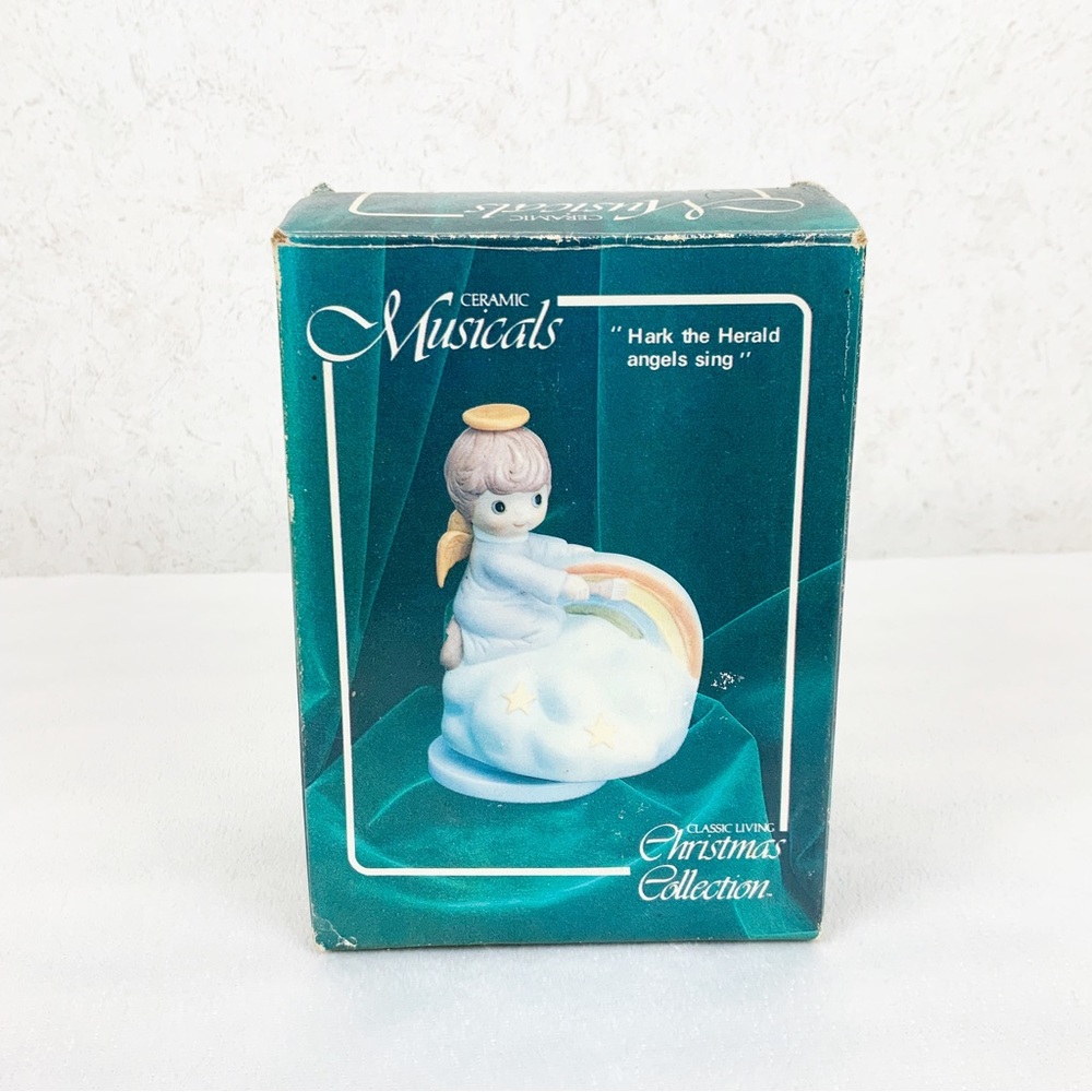 Vintage Zayre Corp Taiwan Hark The Harold Angels Sing Rotating Music Box Rainbow - Picture 10 of 11